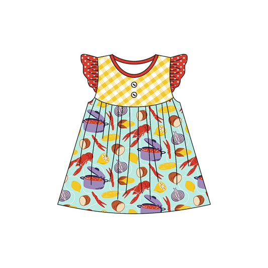 Flutter sleeves crawfish lemon baby girls dresses