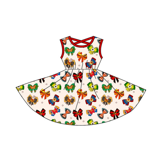 Sleeveless princess bow baby girls dresses