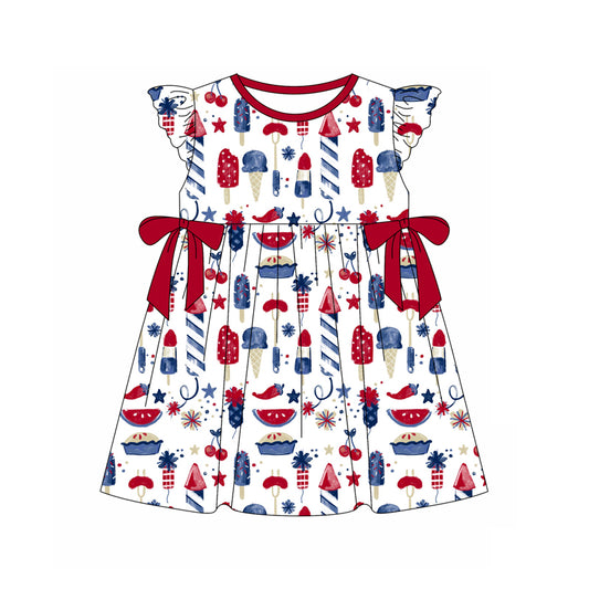 Flutter sleeves ice cream baby girls 4th of july dresses