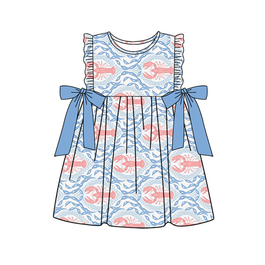Ruffle light blue crawfish baby girls summer dresses
