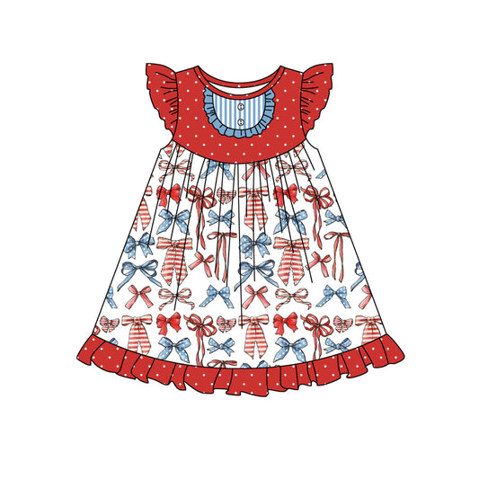 Flutter sleeves stars stripe stars girls 4th of july dresses