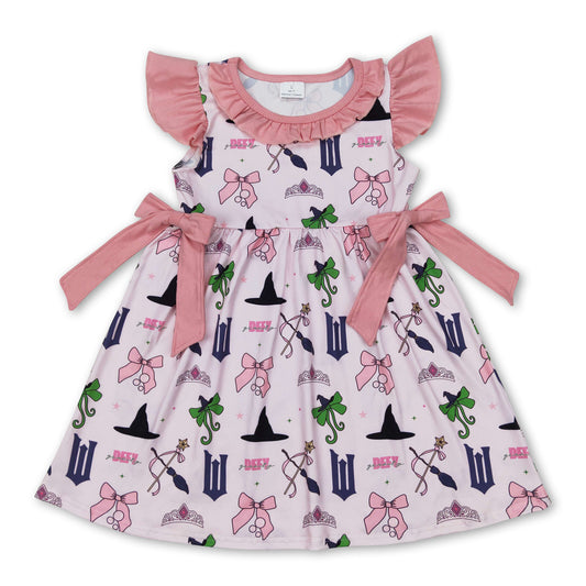 Flutter sleeves bow witches baby girls dresses