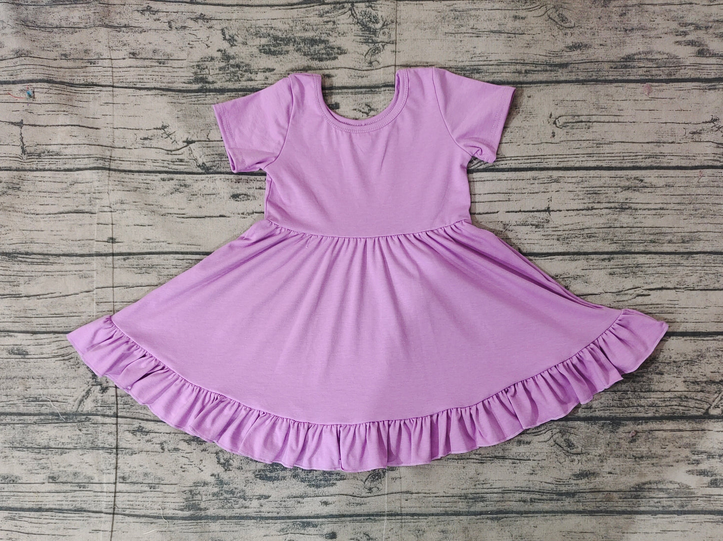 Lavender short sleeves ruffle summer girls dresses