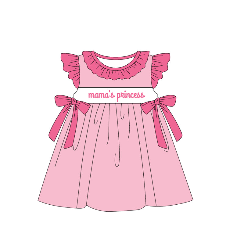 Pink flutter sleeves mama's princess girls dresses