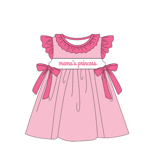 Pink flutter sleeves mama's princess girls dresses