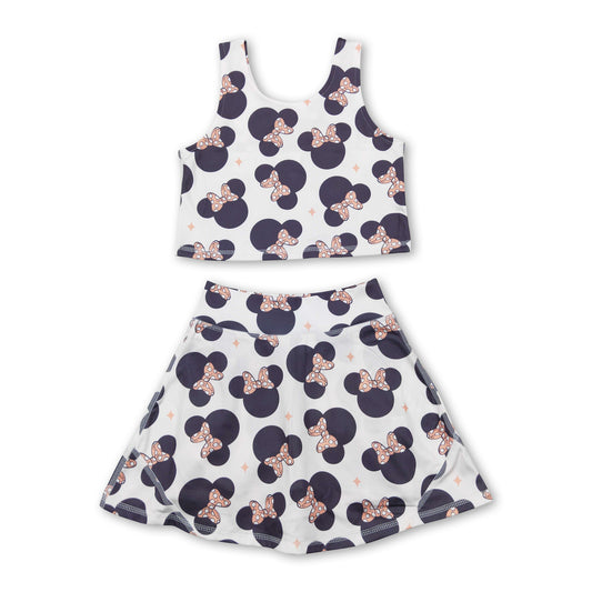 Sleeveless mouse top skirt kids girls clothing