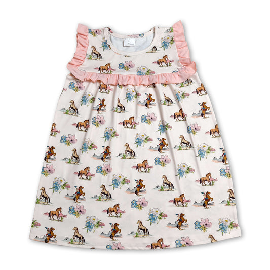 Ruffle horse rodeo baby girls western dresses
