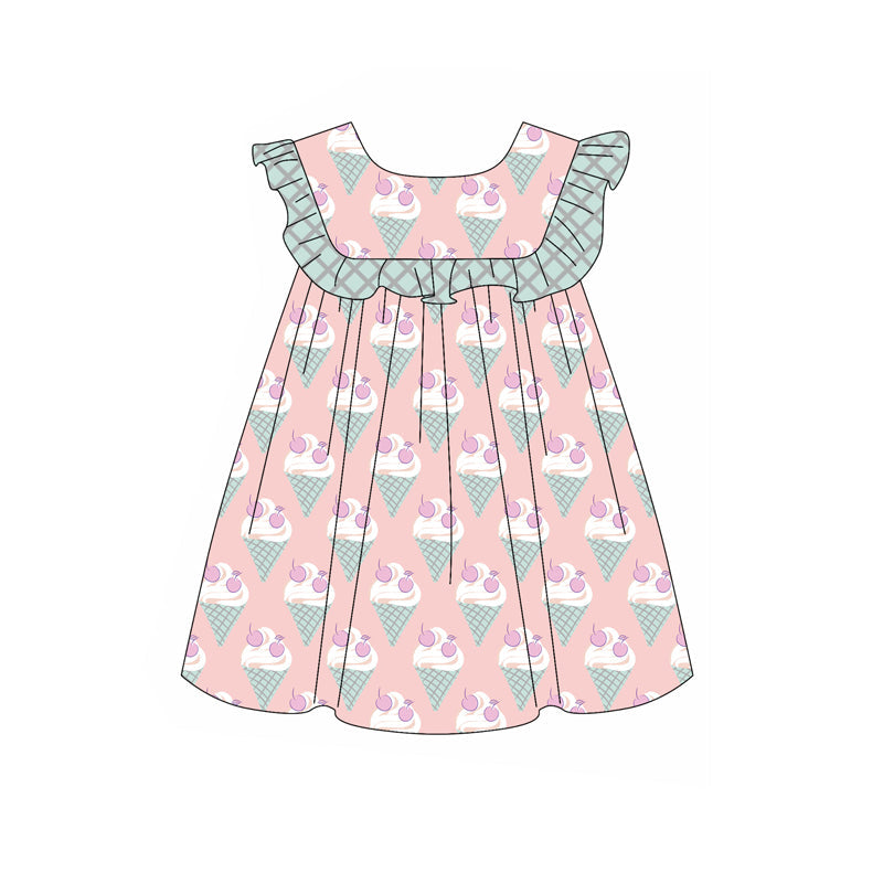 Ruffle ice cream kids girls summer dresses