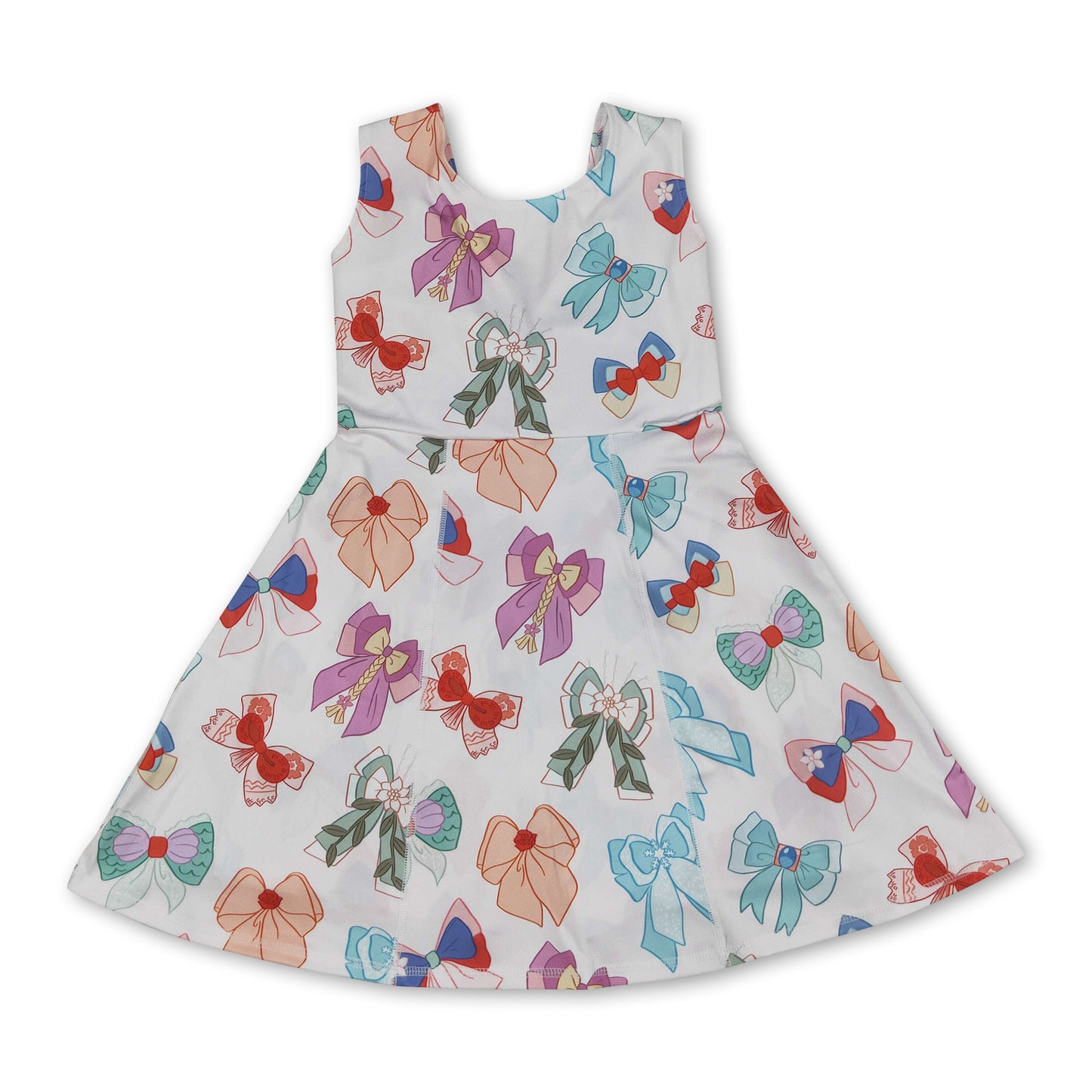 Sleeveless princess bow kids girls active wear dress