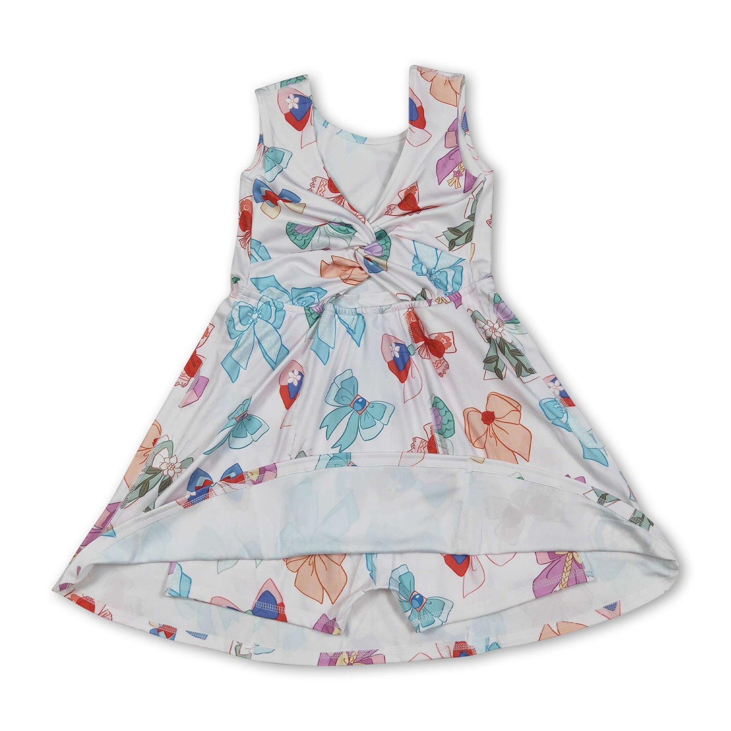 Sleeveless princess bow kids girls active wear dress
