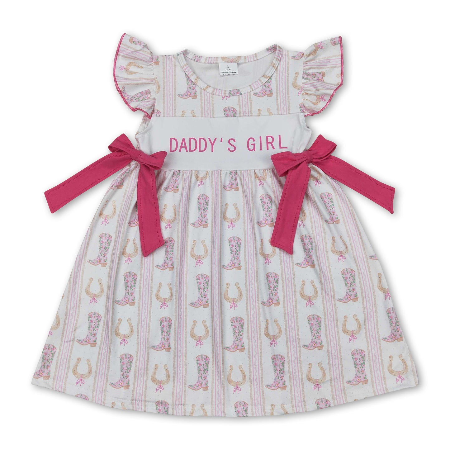Flutter sleeves daddy's girl boots western kids dresses