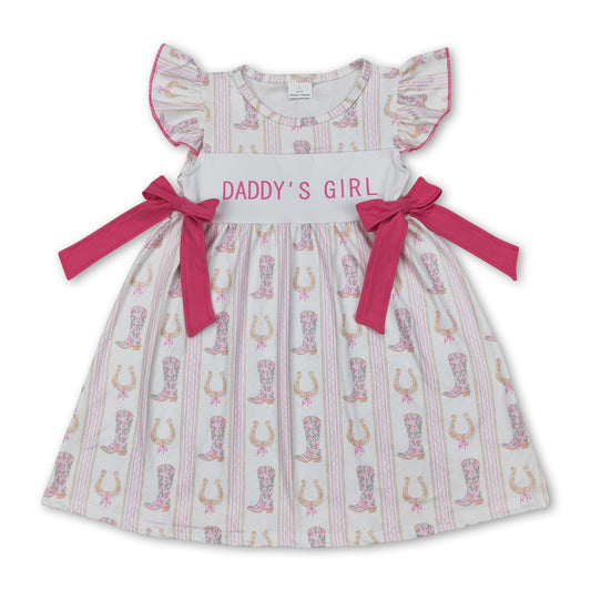 Flutter sleeves daddy's girl boots western kids dresses