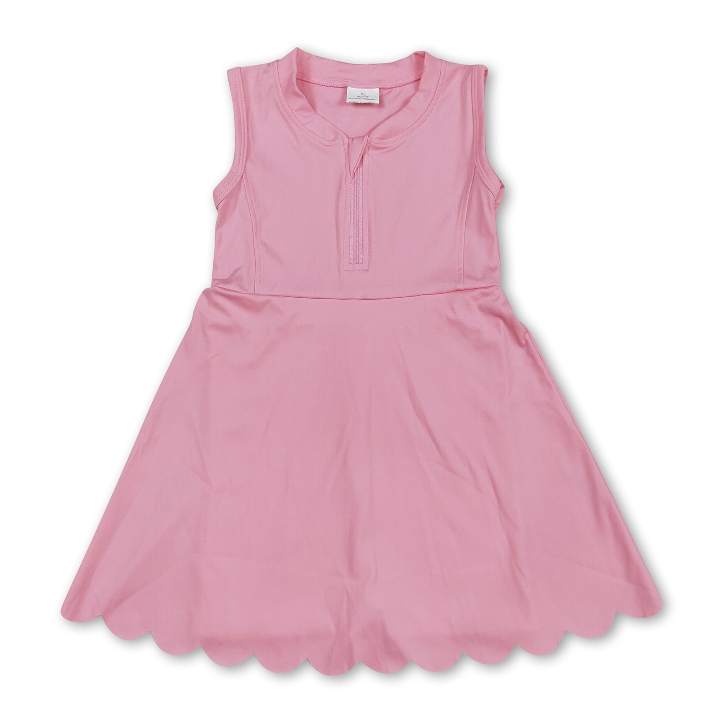 Pink sleeveless zipper kids girls athletic dresses