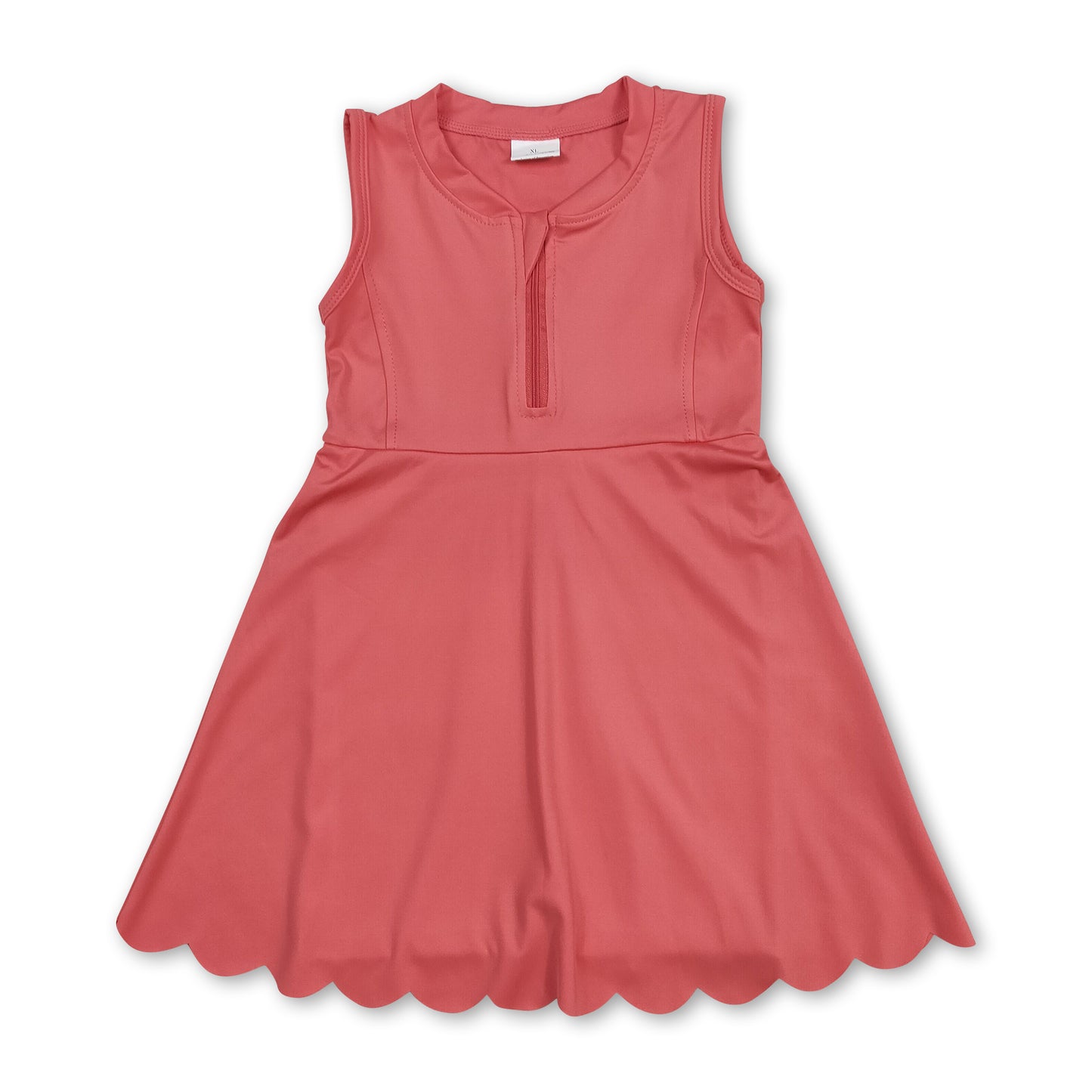 Peach sleeveless zipper kids girls athletic dresses