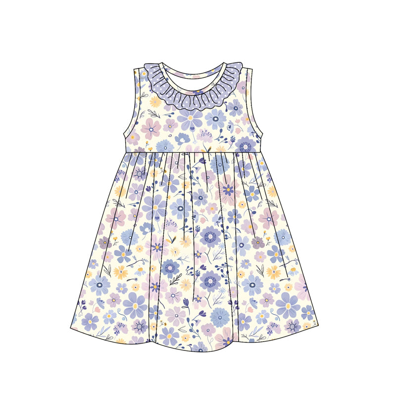 Polka dots ruffle sleeveless floral baby girls dresses