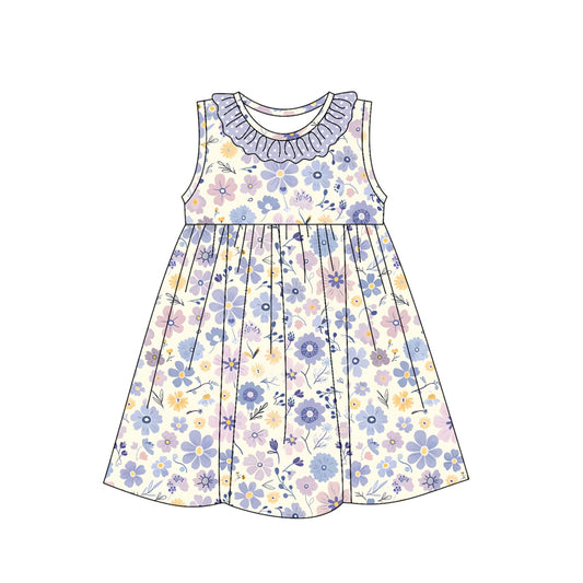 Polka dots ruffle sleeveless floral baby girls dresses