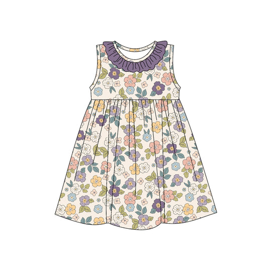 Ruffle sleeveless floral baby girls spring summer dresses
