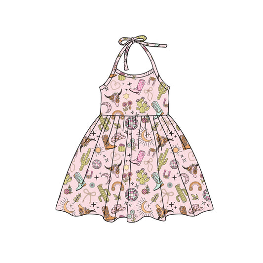 Cactus boots bull skull kids girls western halter dresses