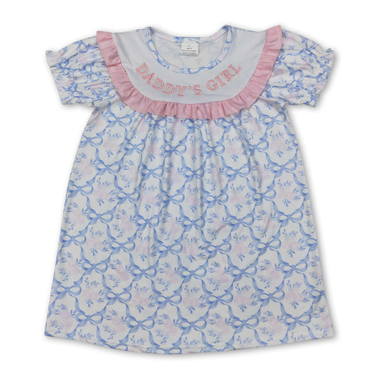 Short sleeves daddy's girl floral bow kids girls dresses