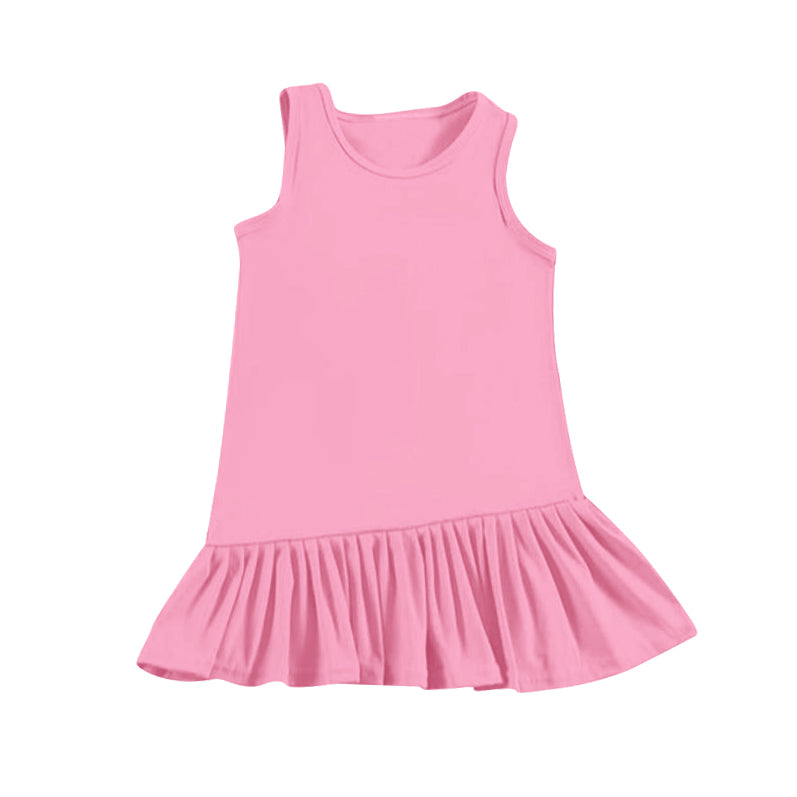 Sleeveless pink ruffle kids girls summer athletic dresses