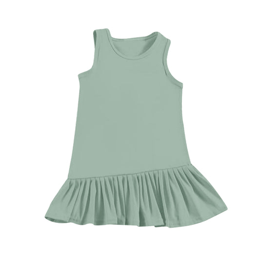 Sleeveless mint ruffle kids girls summer athletic dresses