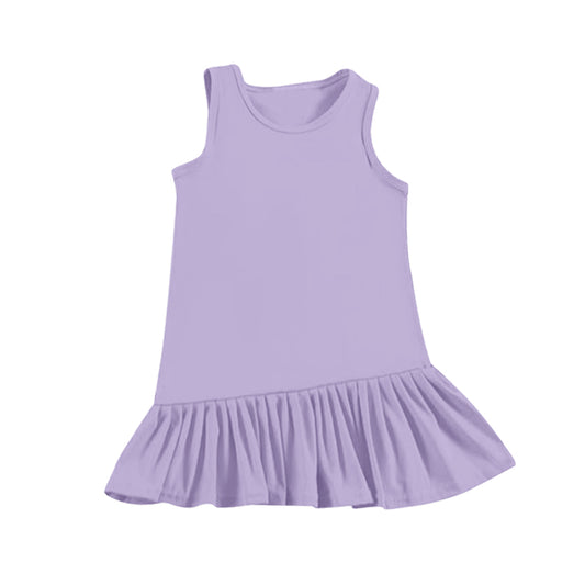 Sleeveless lavender ruffle kids girls summer athletic dress