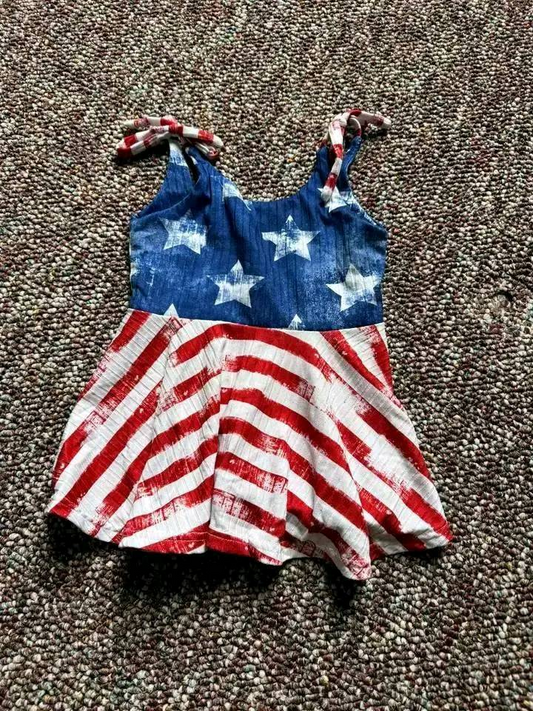 Stars straps stripe baby girls 4th of july dresses