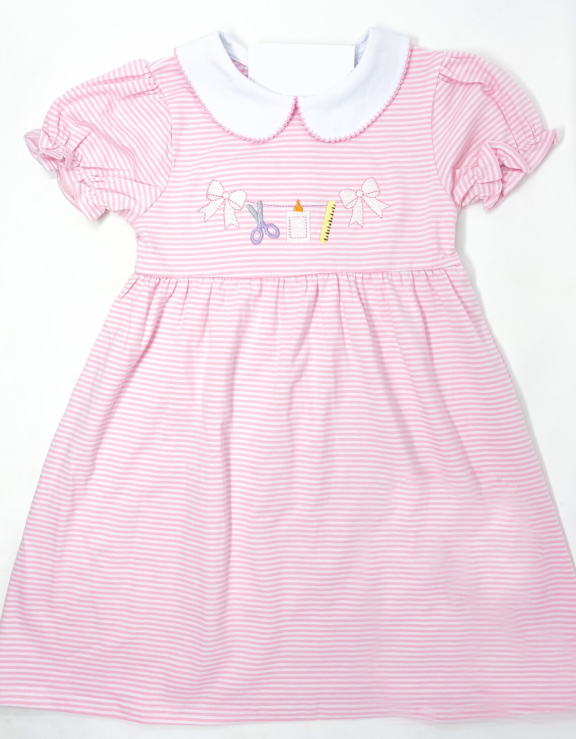 Pink stripe bow ruler glue kids girls back to school dress – Western ...