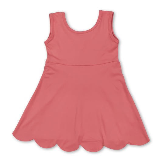 Sleeveless solid kids girls athletic dresses
