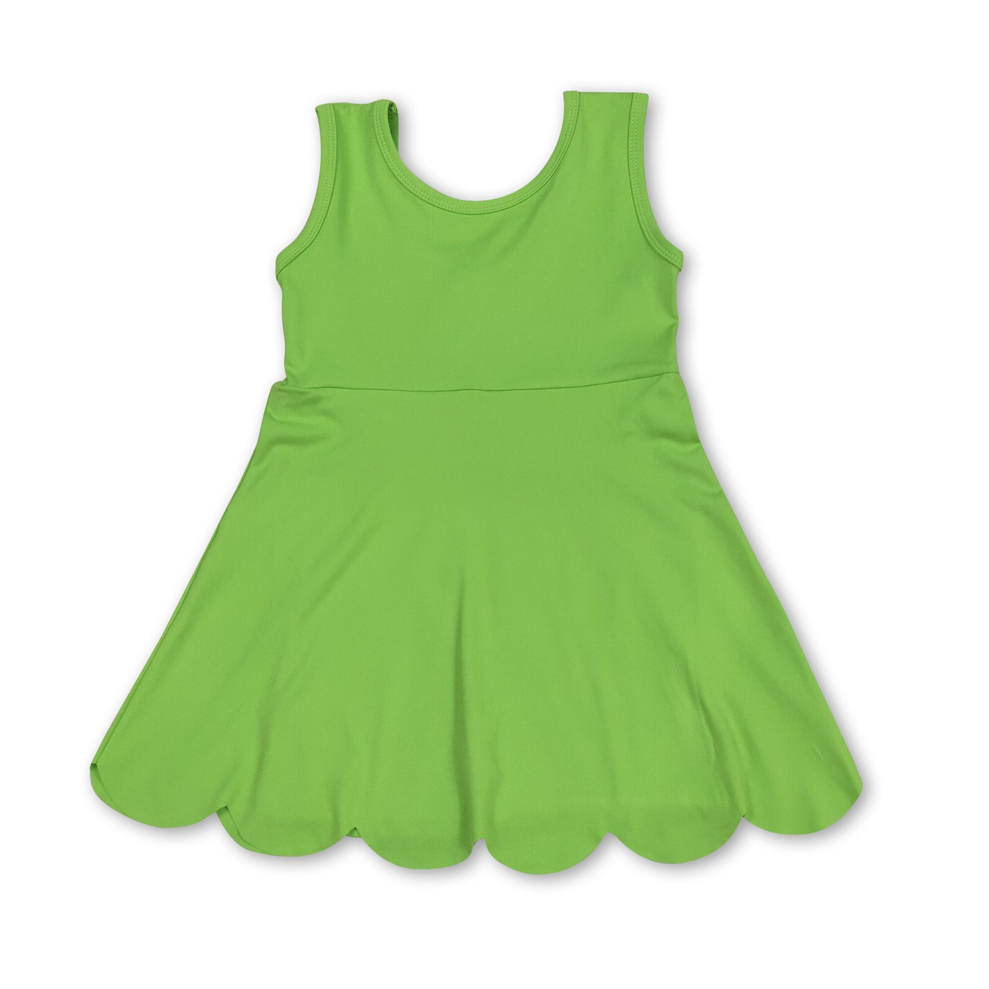 Sleeveless lime green kids girls athletic dresses