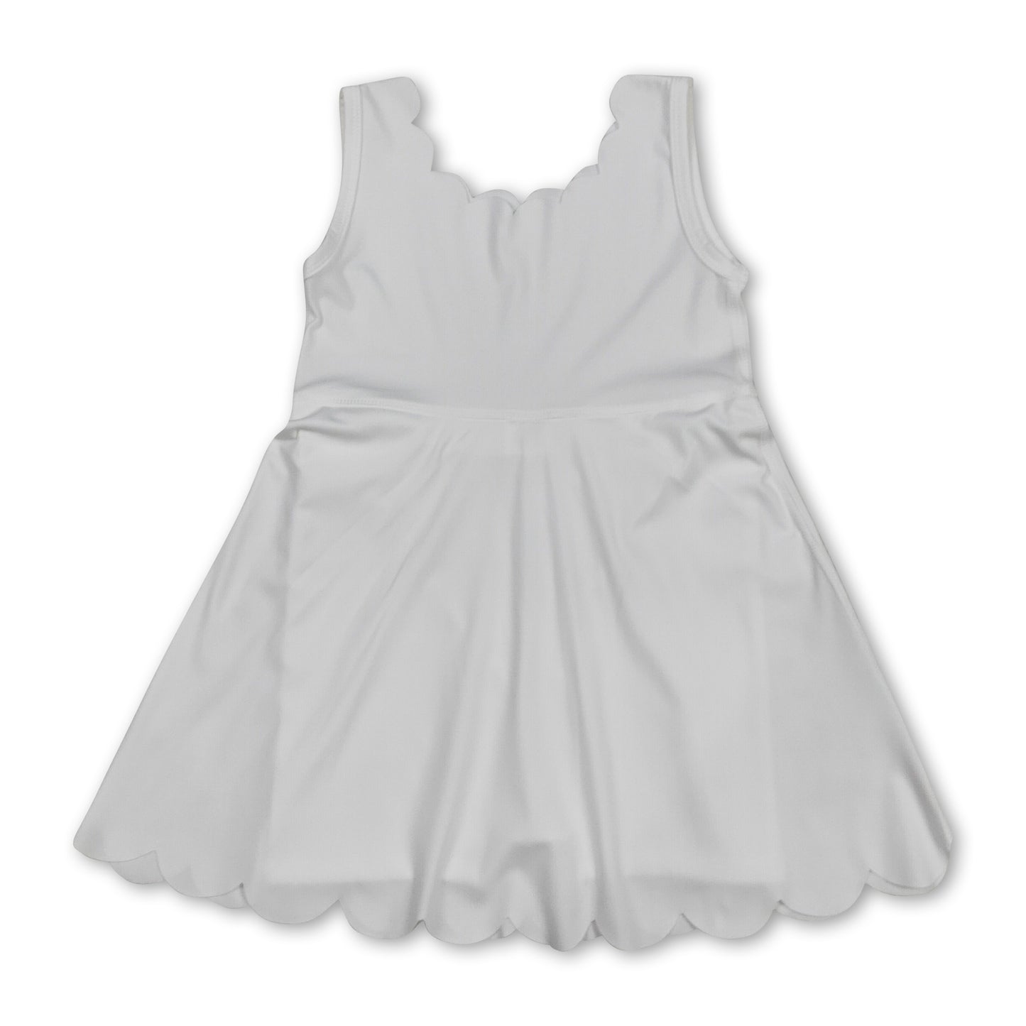 White sleeveless kids girls summer athletic dresses