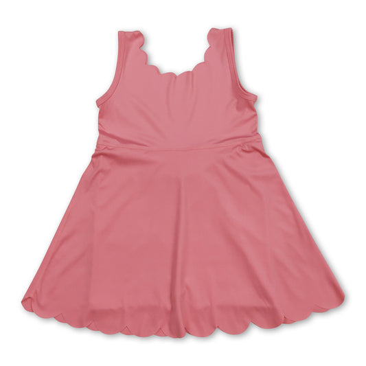 Peach sleeveless kids girls summer athletic dresses