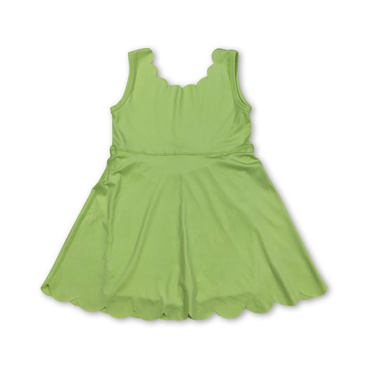 Lime green sleeveless kids girls summer athletic dresses