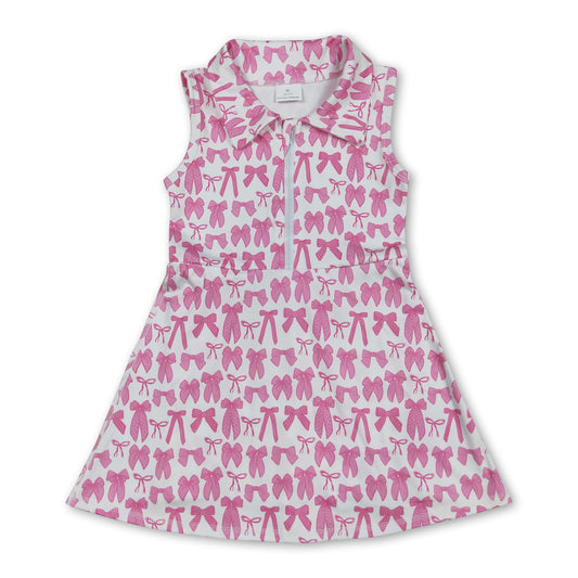 Sleeveless pink bow zip polo girls athletic dresses