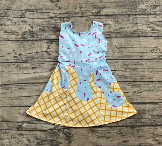 Sleeveless light blue sprinkle ice cream girls athletic dress