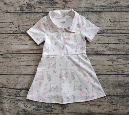 Short sleeves golf zipper kids girls polo athletic dress