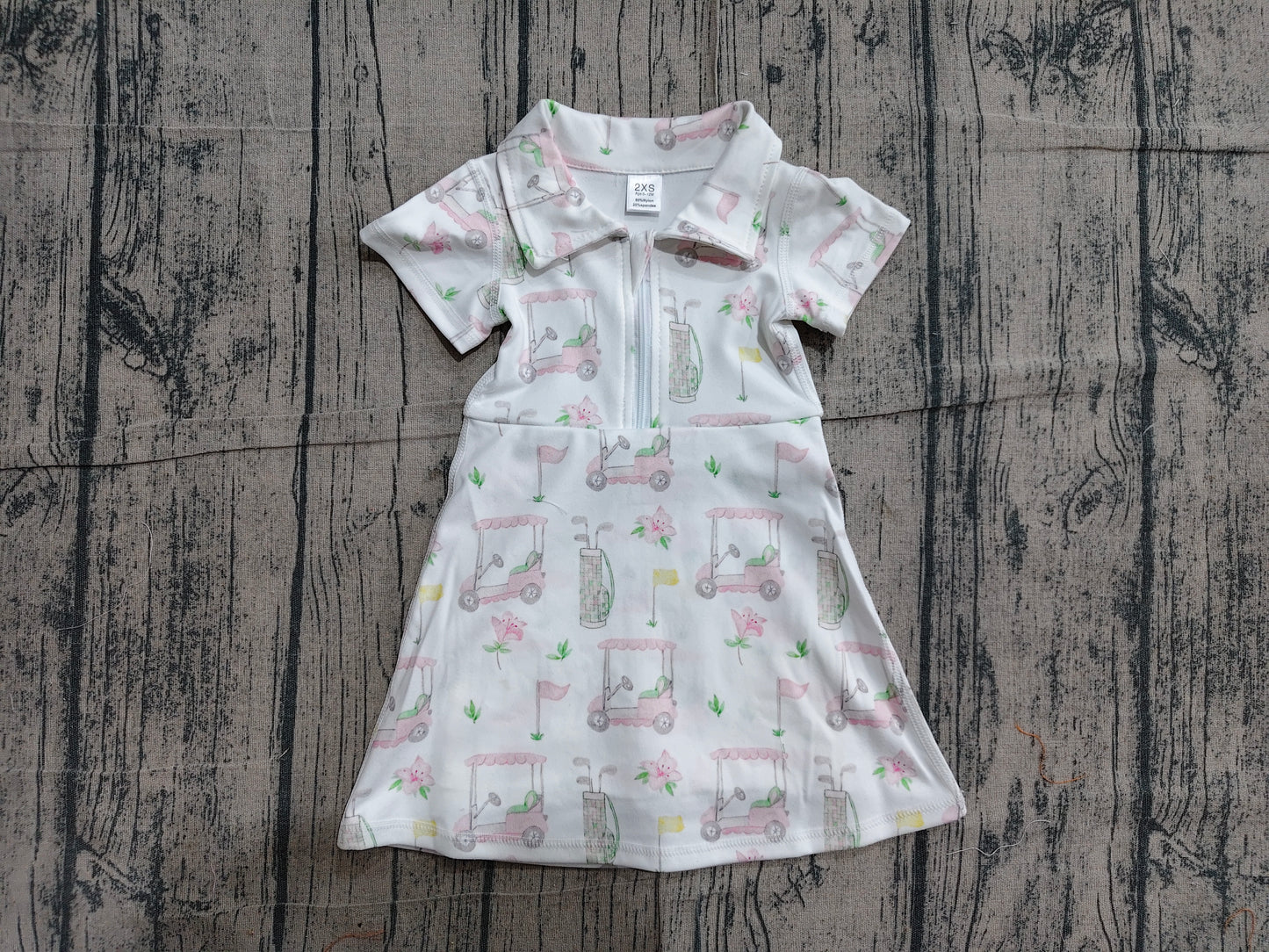 Short sleeves golf zipper kids girls polo athletic dress