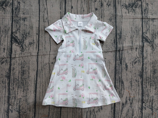 Short sleeves golf zipper kids girls polo athletic dress