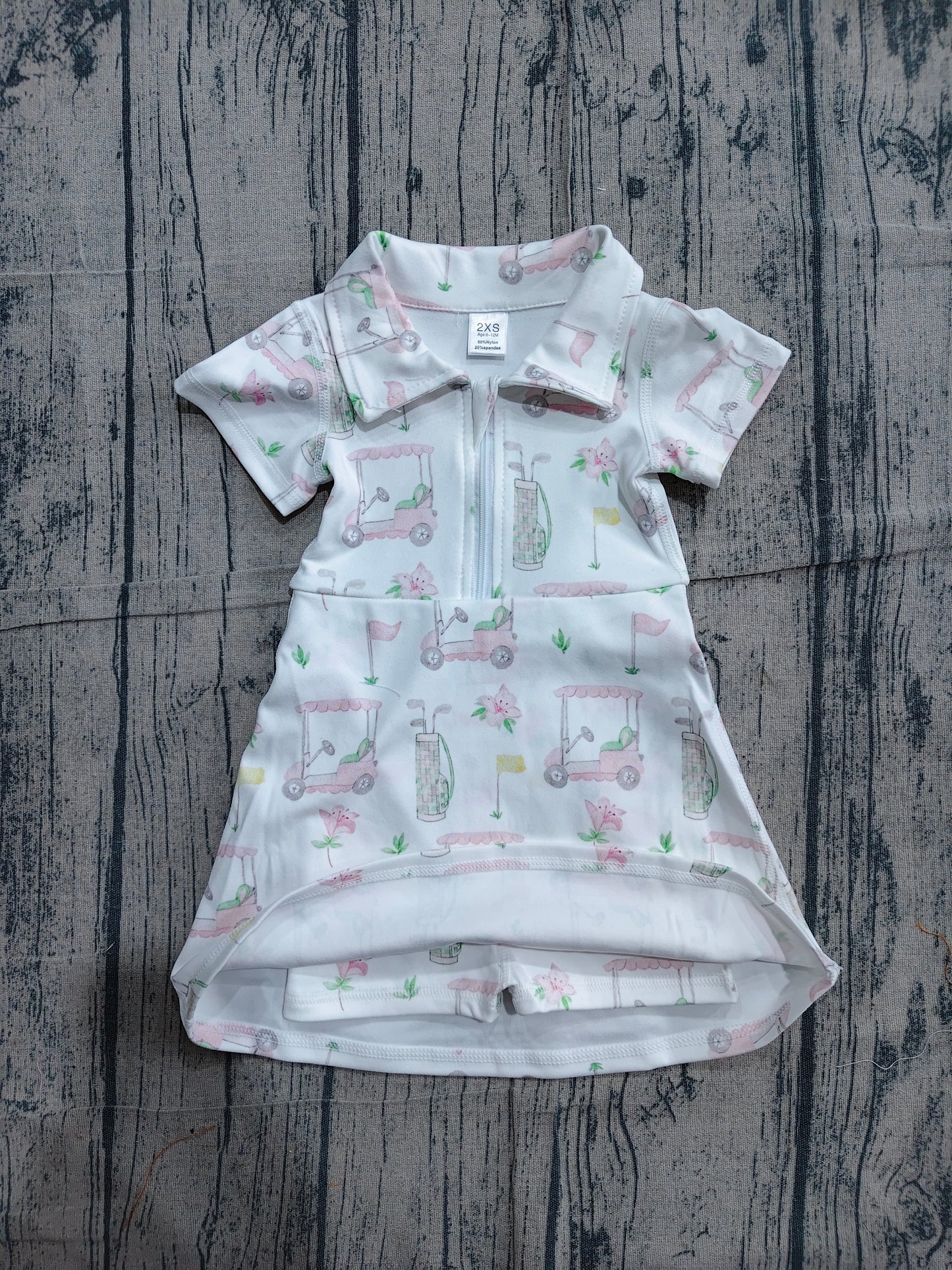 Short sleeves golf zipper kids girls polo athletic dress