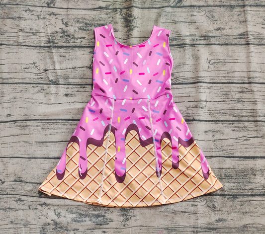 Hot pink sprinkle ice cream kids girls team athletic dress