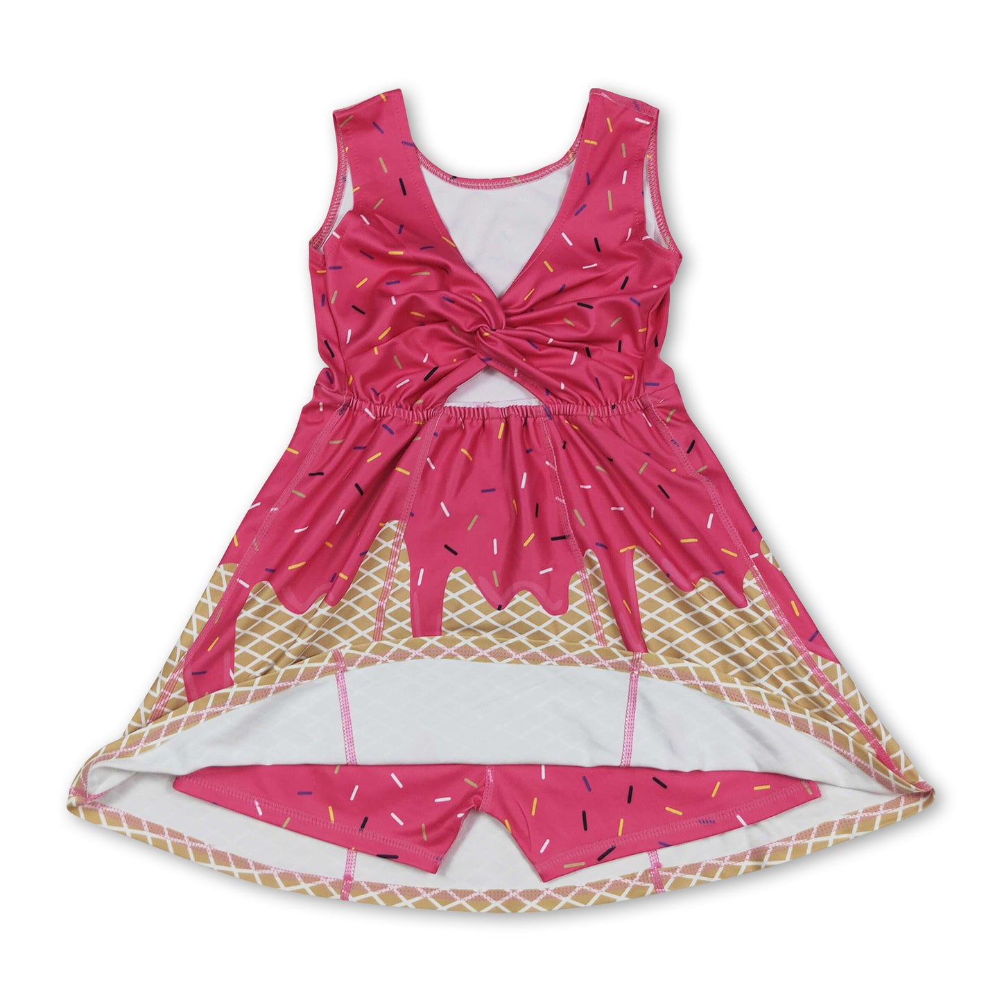 Hot pink khaki sprinkle ice cream girls team athletic dress
