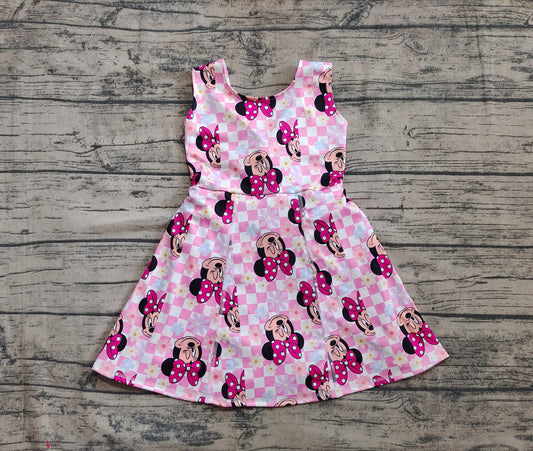 Sleeveless floral mouse kids girls athletic dresses