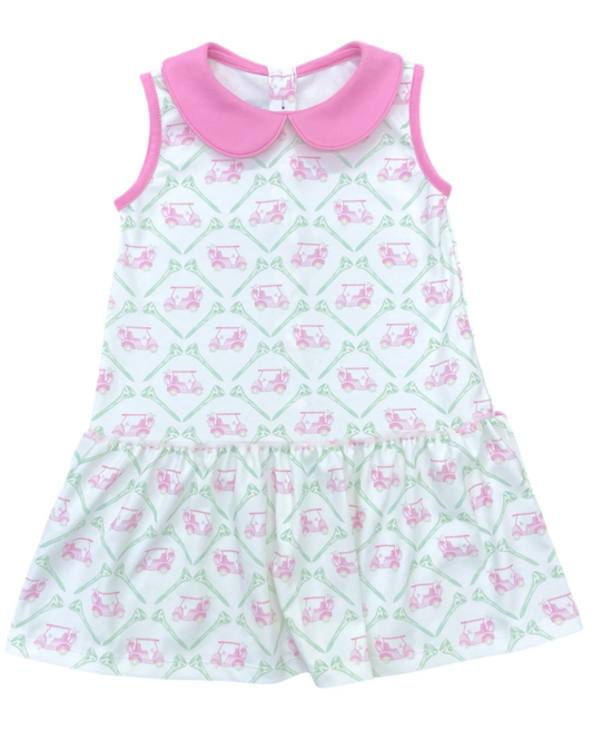 Pink sleeveless golf kids girls summer dresses