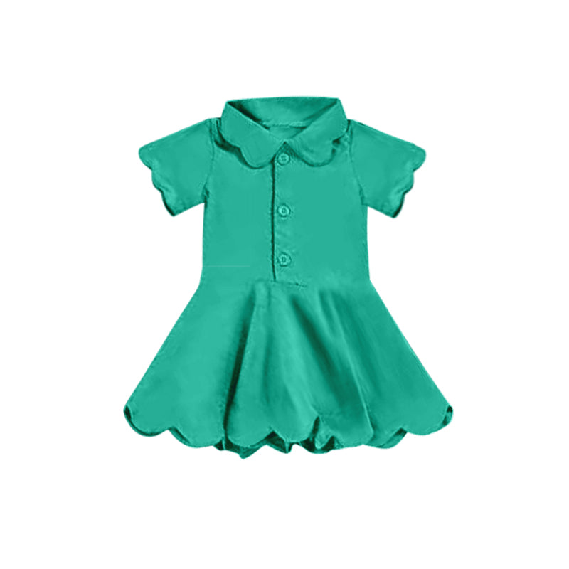 Green short sleeves kids girls polo athletic dresses