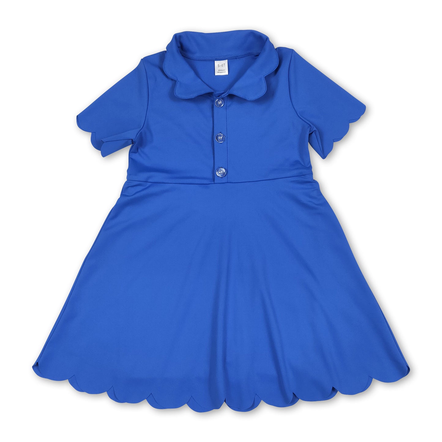 Blue short sleeves kids girls polo athletic dresses
