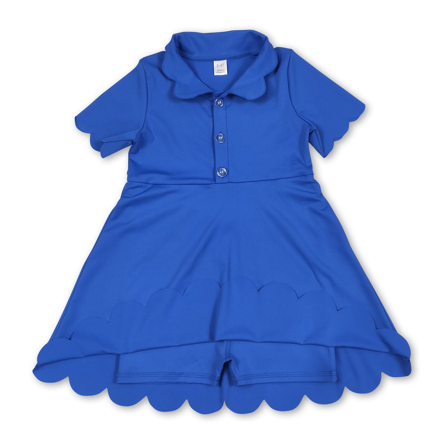 Blue short sleeves kids girls polo athletic dresses