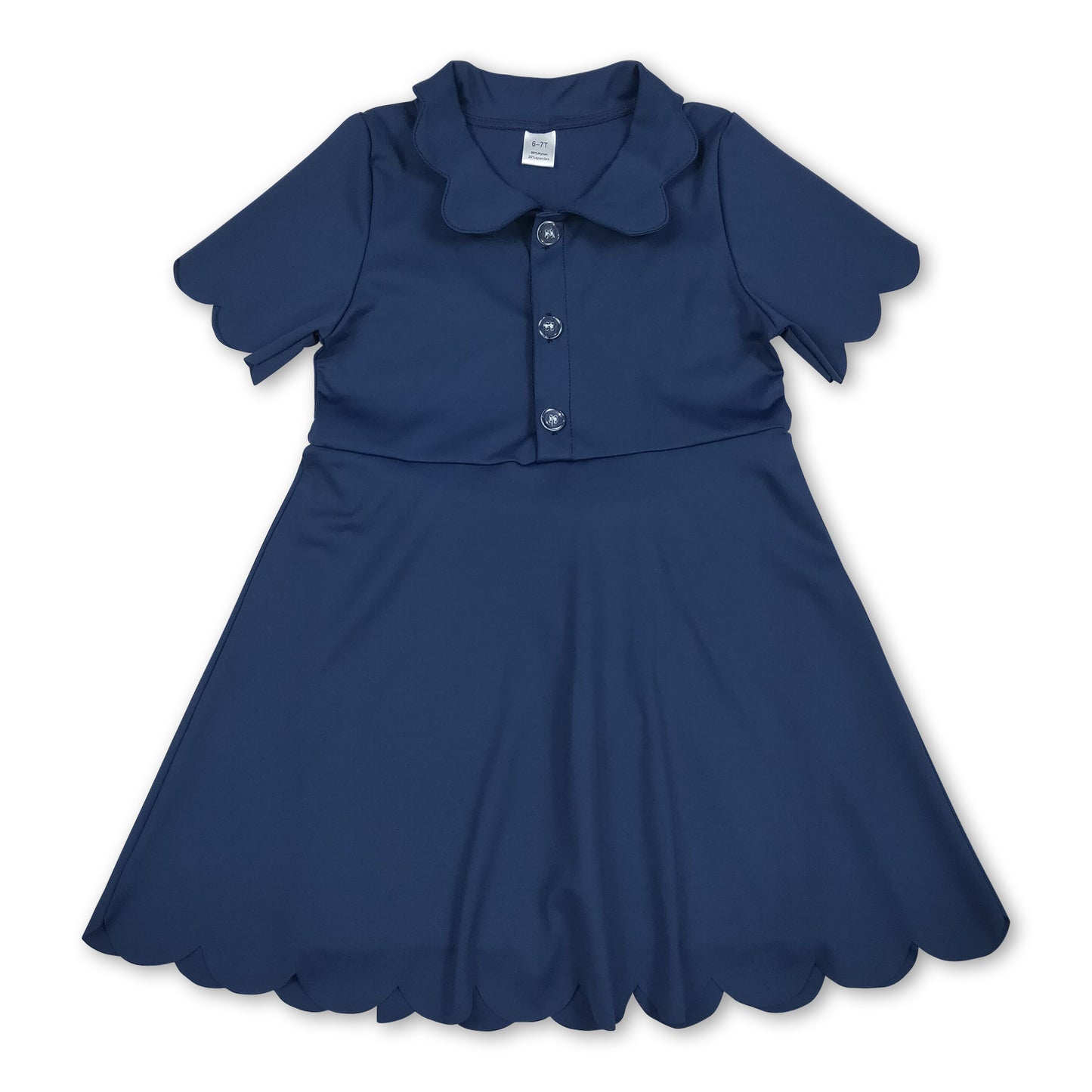 Navy short sleeves kids girls polo athletic dresses