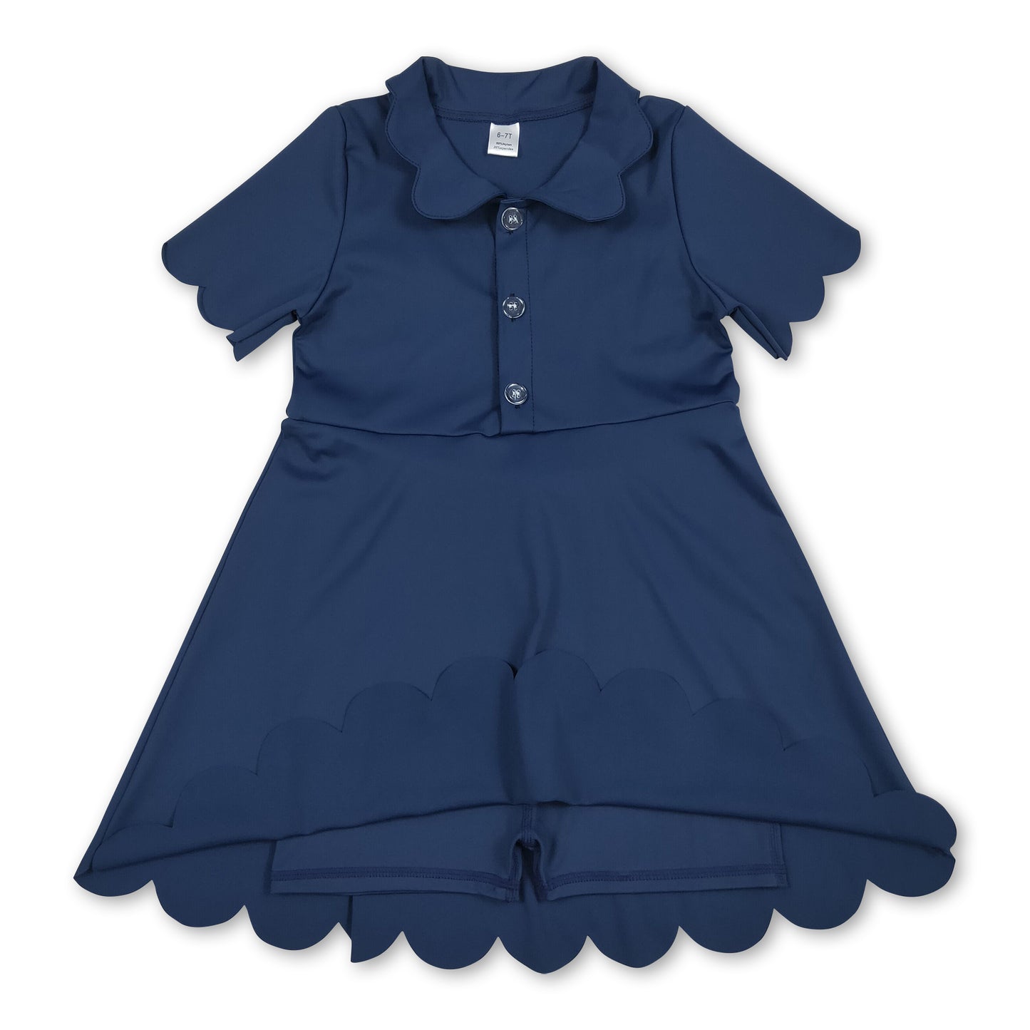 Navy short sleeves kids girls polo athletic dresses