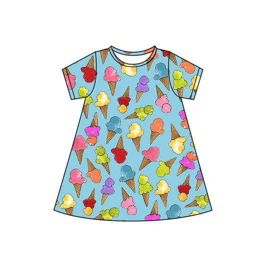 Short sleeves ice cream summer kids girls dress