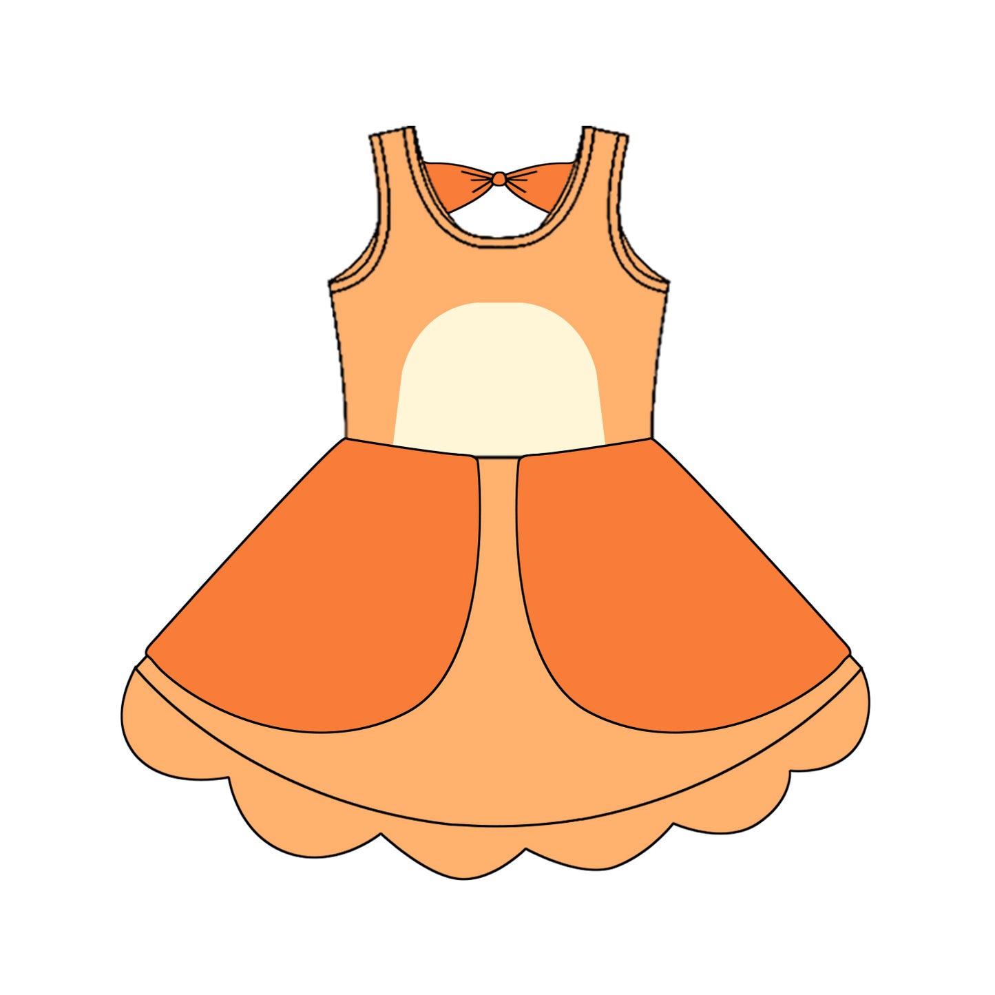 Sleeveless yellow dog bow kids girls summer dress